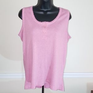 Capistrano Dressy Pink Tank w/Buttons, Sz 14/16